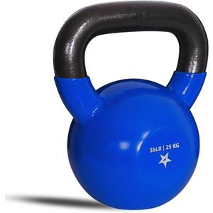 Yes4All Kettlebell, 55 LB Vinyl Coated Cast Iron Strength Training Kettlebells for Home Gym Exercises, Fitness, Full Body Workout Equipment, Push Ups, and Grip Strength