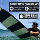 Surf Bucket Hat with Chin Straps - Stays On for Wipeouts and Duck Dives - Sun Protection Without Messy Sunscreen (Black, M)