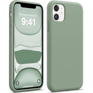 AOTESIER Compatible with iPhone 11 Case, [Food Grade Silicone] Full Body Drop Shockproof Protection with Soft Anti-Scratch Lining Phone Cases for iPhone 11 6.1 inch, Calke Green