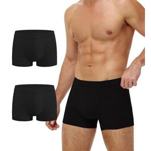 Battewa Incontinence Underwear for Men Washable Briefs Light Absorbent Leak Proof Underwear Urine 50ml, Mens Cotton Boxers Pack of 2 (Black,Medium)