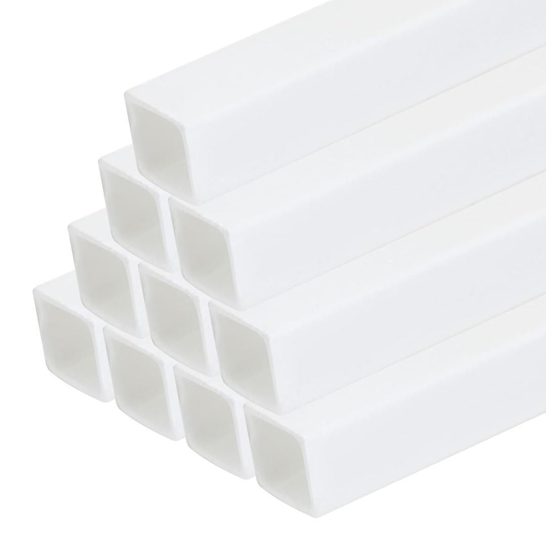 MECCANIXITY 10pcs 20" Plastic Model Tube ABS Solid Square Bar 0.24"x0.24" White Easy Processing for Architectural Model Making DIY