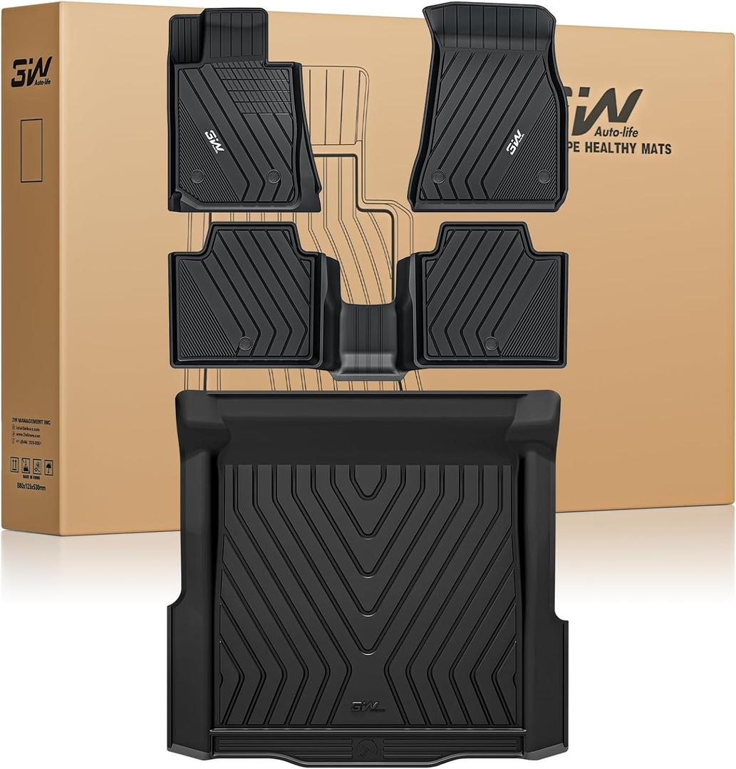 3W Floor Mats & Cargo Liner Custom Fit for 2019-2025 2026 G20 BMW 3 Series 330i Sedan, TPE All Weather Floor Liner for BMW 3 Series G20 1st and 2nd Row Full Set Car Mats (NOT for 330e/GT)