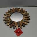 Honiway Boho Wall Decor 12 inch Decorative Mirror with Rustic Wood Sunburst Frame, Perfect for Bedroom, Living Room, Bathroom, Kitchen (Tril Color)