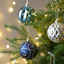 Valery Madelyn Ornaments for Christmas Trees, 35ct Navy Blue and Silver Shatterproof Christmas Tree Decorations, 2.76 Inches Winter Wonderland Hanging Ball Ornaments Bulk for Xmas Holiday Decor