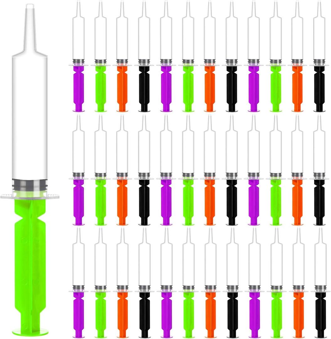 Sliner 36pcs Jumbo Jelly Syringes with Caps, 2oz Halloween Party Syringes for Jelly Tube, Reusable Plastic Tube for Kids Adult Pudding Summer Party Favors(Mixed Color)