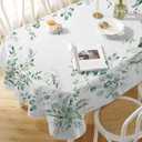 Sage Oval Tablecloth,60 x 84Inch, Green Leaf Table Cloth, Sage Green Farmhouse Watercolor Floral Waterproof Tablecloths,Suitable for Indoor/Outdoor,Holidays,Kitchens,Dining Rooms,and Party