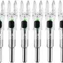6PCS X Lighted Nocks for Arrows with .204 .233 .244 .246 Inside Diameter with H, S, GT Bushings High-Visibility LED Arrow Nocks, ON/Off Switch Included (Green)