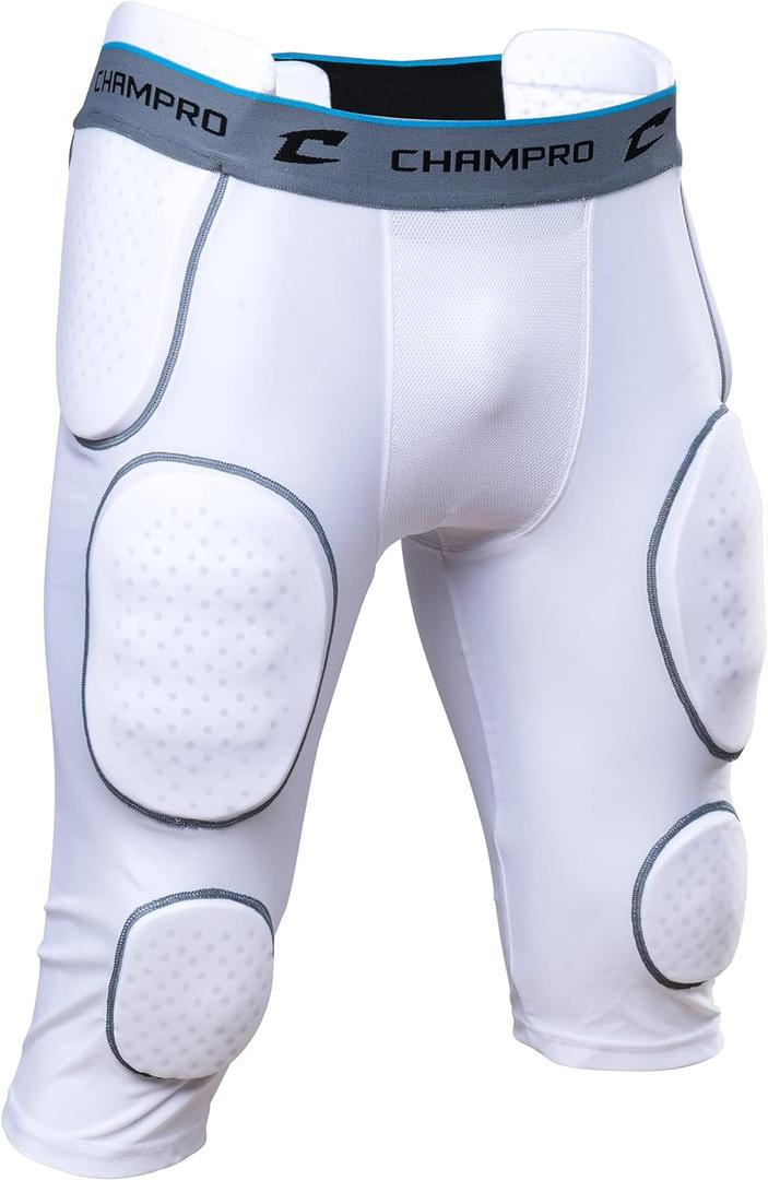 CHAMPRO Formation 7-Pad Integrated Football Compression Girdle (Medium, White)