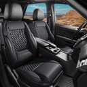 Premium Perforated Napa Leather Car Seat Covers Semi Universal Fit with Lumbar Support, Storage Bag for SUV Sedan Truck (Black, Front Row Two Seats)