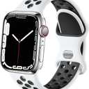 Lerobo Compatible with Apple Watch Band 44mm 45mm 42mm 46mm 49mm, Soft Silicone Sport Replacement Strap for iWatch Ultra SE 3 Gen 2nd Generation Band Series 11 10 9 8 7 6 5 4 3 2 1, White/Black M/L
