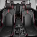 CZmenghe Seat Cover Compatible with 2024 2025 Toyota Grand Highlander 7-Seater Car Seat Protector Replacement for 24-25 Toyota Grand Highlander Accessories(Black with Red Carbon Fiber,7 Seats)