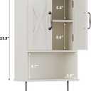 ChooChoo Farmhouse Medicine Cabinet, Bathroom Wall Cabinet with Adjustable Shelf, Towel Bar, 3 Hooks, Over The Toilet Storage Cabinet for Bathroom, Kitchen, 19.3''L, Antique White & Brown, 7"D x 19.3"W x 26"H