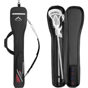 Himal Outdoors Lacrosse Stick Bag with 2 Sticks Holder, Oxford Lacrosse Bag for Men and Women, Zipper Pocket & Cooler Pouch and Padded Handle Strap (Deep black)