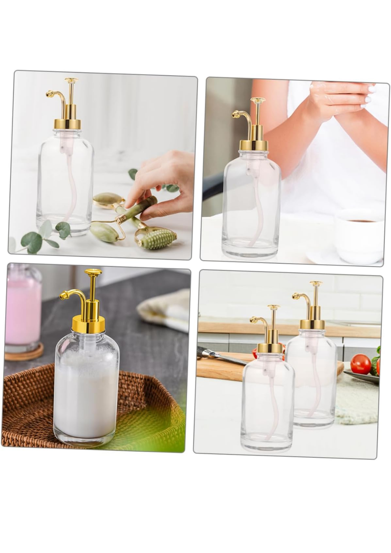 2Pcs Transparent Glass Syrup Dispenser with Pump Multifunctional Pump Bottles for Coffee Syrup Honey and Lotion Stylish Kitchen Decor and Easy to Use