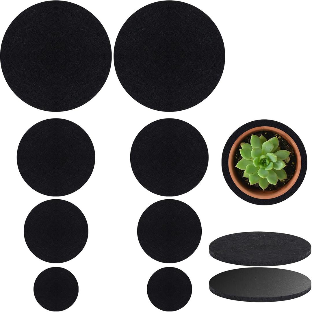 Plant Coaster Mat Reversible(Fabric/Leather),8Pcs Plant Coasters 4 Sizes(4/6/8/10inch) Plant Coasters for House Plants Indoor & Outdoor,Household Products Absorbent/Waterproof(8pcs Set)