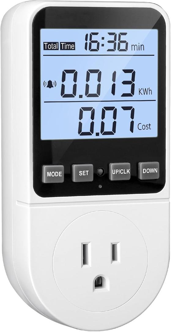 Upgraded Watt Meter, Watt Usage Meter Plug Home Energy Monitor Consumption, Electricity Usage Monitor, Energy Voltage Amps Kill Tester with Backlight, Overload Protection, 8 Modes Display
