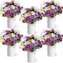 6 Sets Artificial Peonies Flower Peony Bouquet with Galvanized Metal Pot Silk Fake Peonies Faux Flower Arrangements for Wedding Table Centerpiece Party Home Room (Purple)