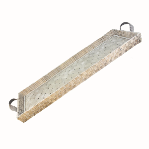 38" x 11.8" Extra Large Handwoven Wicker & Wood Tray – Oversized Long Decorative Tray for TV Console, Dining Table, Centerpiece, and Home Organization