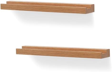 NIUBEST Vinyl Record Wall Mount,2 Pack-Vinyl Record Shelves Record Album Display Holder for LP, CD, Book Art Storage Vintage Home Decor(Wood Color)