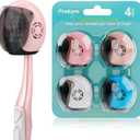 Frekare Helmet Toothbrush Covers Caps, Toothbrush Head Protector for Household Travel, Fits Most Manual and Electric Toothbrushes, 4 Count (Blue, White, Pink, Rose Pink)
