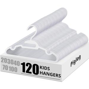 120 Pack Baby Hangers for Kids - U-Shape 11.4inch Toddler Clothes Hanger with Protect Collar, Infant Hangers for Nursery Newborn Closet, Girls Children Hanger White Plastic, Non-Slip