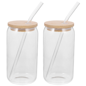 2 Pack Glass Cups with Bamboo Lids and Straws 16 oz, Gifts for Women, Drinking glasses set, Iced Coffee, Tea Cup, Cute Aesthetics Tumbler Cup, Mothers Day, Birthday Gifts for Her Mom