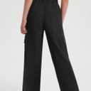 EXARUS Girls Jeans Cargo Denim Teen Hiking Pants Wide Leg Straight Baggy Elastic High Waistband Pockets Kids 8-14 Years (Black)