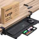 WORKNEST Keyboard Tray | Under Desk Keyboard Tray Slide Out w/Adjustable CClamps for Desks Up to 1.5InchThick | Clamp On Drawer with 1x USBC to 4 USBA Hub and 1x FiveCable Management Organizer