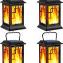 Solar Lanterns Outdoor Waterproof Hanging Lanterns Garden Solar Powered Flame Lights LED for Patio Pathway Deck Yard (4 Pack)