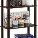 Furinno TURN-S-TUBE Storage Shelves, 4-Tier Book Shelf, Corner Shelf, Toolless Open Shelves, for Organization and Storage, Living Room, Garage, Home Office, Walnut, 4-Tier Square Tube