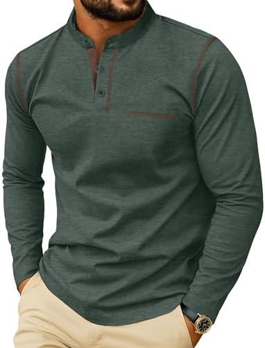 Sailwind Men's Henley Shirts Long Sleeve Button T-Shirt Casual Stylish Cotton Pullover Shirt with Pocket Large