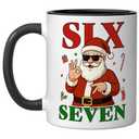 Six Seven Santa Christmas 67 Funny Gen Alpha Meme Ceramic Mug, Black/White