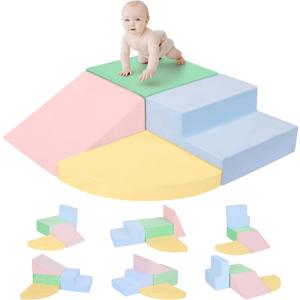 Climbing Toys for Toddlers 1-3 Inside, Baby Foam Climbing Blocks for Toddlers, 4-Piece Soft Play Climbing Blocks, Indoor Climb Crawl Activity Play Set, Birthday Gift (Large, Pink / Yellow)