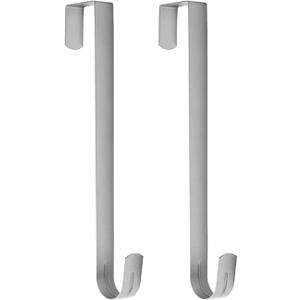 Sattiyrch 12" Wreath Hanger for Front Door, Steel Over The Door Hanger Hook, Wreath Door Hanger (Silver, 2)