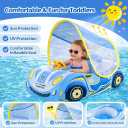 Baby Pool Float Toddler Floaties 3D Car Baby Float for 12-48 Months Inflatable Heavy Duty 0.35mm PVC Seat Boat Pool Toys Float No Flip Swimming Floaties for Boys&Girls 1-5 Years