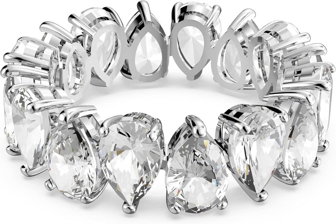Swarovski Matrix Vittore Ring, Pear-Shaped Crystal Stones, Rhodium Finish