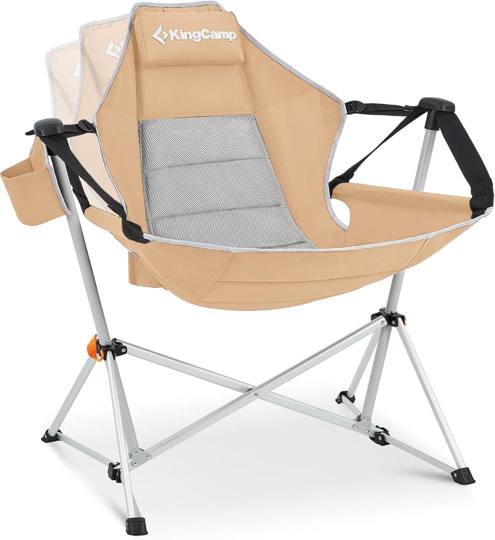 KingCamp Hammock Camping Chair, Swinging Portable Camp Chairs for Adults, 400lbs Heavy Duty Oversized Folding Rocking Chair with Adjustable Recline, Aluminum Alloy Frame for Outdoor Patio Beach Sport