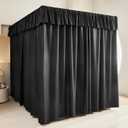AIKASY Black Thickened Bed Canopy Curtains - Elegant Bedroom Decor for Adults and Girls - Strong Lightproof and Windproof Design(Twin, Black)