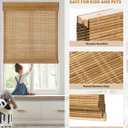 LazBlinds No Tools No Drill Cordless Bamboo Roman Shades, Light Filtering Window Treatment, Roll Up Bamboo Blinds for Window 31'' W x 64'' H, Ceylon Light Russet