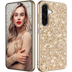 Galaxy A17 Glitter Case for Samsung Galaxy A17 5G Phone Case for Women Girls, Slim Ultra Thin Matte Back Shockproof Protective Cover for Samsung A17 5G, 6.7" Crystal Bling Case (Gold)