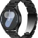 Resin Bands Compatible with Samsung Galaxy Watch 7 FE 6 5 40mm 44mm/Pro 45mm,Galaxy Watch 4 40/44mm,Galaxy Active 2 40/44mm,20mm Band for Galaxy Watch 6 4 Classic 42mm 43mm 46/47mm Watch 3 41mm Women (Pure Black)