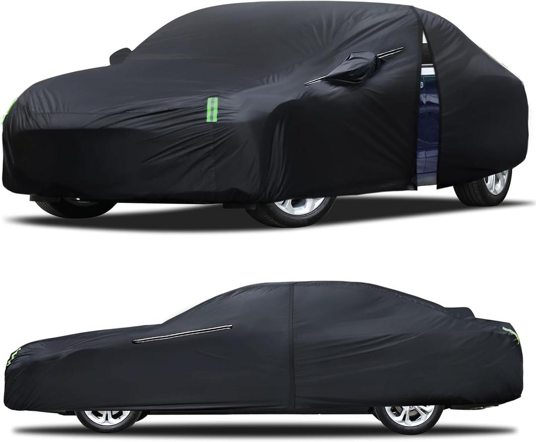 Car Cover Waterproof All Weather for Automobiles, Size A3 Universal Fit for Sedan Camry, Ford Mustang, Chevy Camaro/ Malibu, Kia Optima, Hyundai Sonata, Nissan Altima, Tesla Model (187-198 inch)