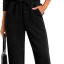 PRETTYGARDEN Long Sleeve Jumpsuits for Women Casual 2026 Fall Fashion Zip Up Pant Rompers One Piece Sweatsuits Travel Outfits (X-Large, Black)