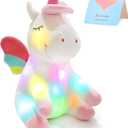 12'' Light up Unicorn Stuffed Animal Soft Plush Toy with Colorful LED Night Lights Glowing Birthday Children's Day Gifts for Girls Toddler Kids Women Toys