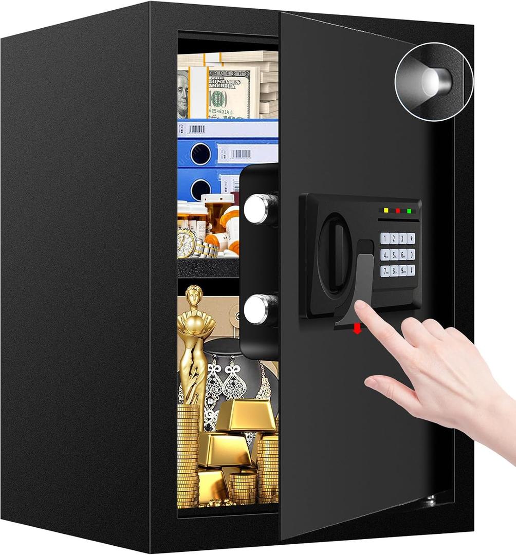 3.4 Cuft Large Fire Proof Safe for Home Documents, Digital Security Safety Box with Electronic Keypad and Keys, Anti-Theft Fire Safes for Home, Fireproof Box for Money Firearm Medicine Valuables