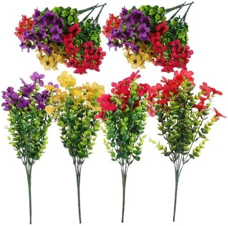 Cabilock Burgundy Flowers Artificial Stems 12pcs Faux Lavender Stems for Indoor Outdoor No Maintenance Flower Decor