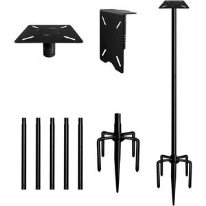 90 Inch Smart Bird Feeder Pole with 5-Prong Base, Adjustable Bird House Pole Mount Kit for Outdoors, Heavy Duty Bird Feeder Stand for Wild Birds Watching, Black