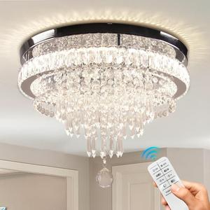 FRIXCHUR 19.7" Modern Crystal Chandeliers Crystal Ceiling Light LED Remote Control Chandelier Light Fixture for Bedrooms Living Room Dining Room Lights (Dimmable)