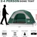 CAMPROS CP Camping Tent 4 Person, Waterproof Windproof Double Layer Dome Tent, Easy Setup with Large Mesh Windows & Wide Door for Outdoor Camping Backyard