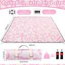 SmoothNovelty Pink Bow Picnic Blanket 80'' x 80'' Waterproof Extra Large Camping Blanket Coquette Picnic Mat Foldable Portable Preppy Outdoor Beach Mat with Carry Strap for Outdoor Grass Lawn Park